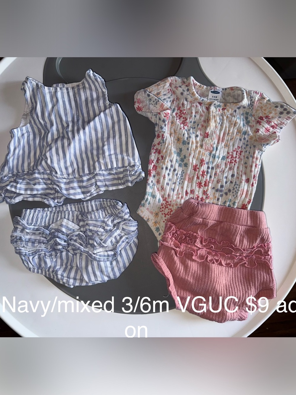 Mixed Baby Bundle- Blue Stripes, Floral, Dusty Pink